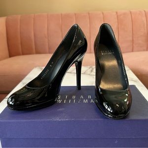 Stuart Weitzman black patent pumps